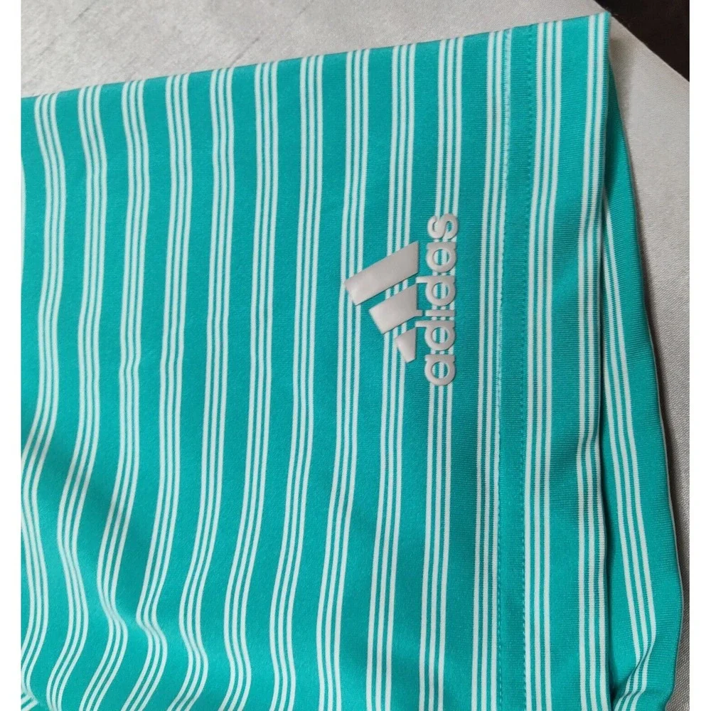ADIDAS‎ GOLF Men Size XL Aqua Striped Short Sleeve Polo Shirt
